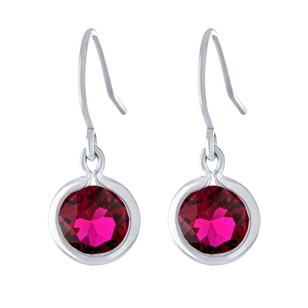 Fine Crystal 6mm Bezel Drop Earrings in Sterling Silver