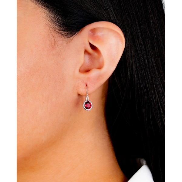 Fine Crystal 6mm Bezel Drop Earrings in Sterling Silver