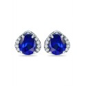 Simulated Blue Sapphire and Cubic Zirconia Stud Earrings