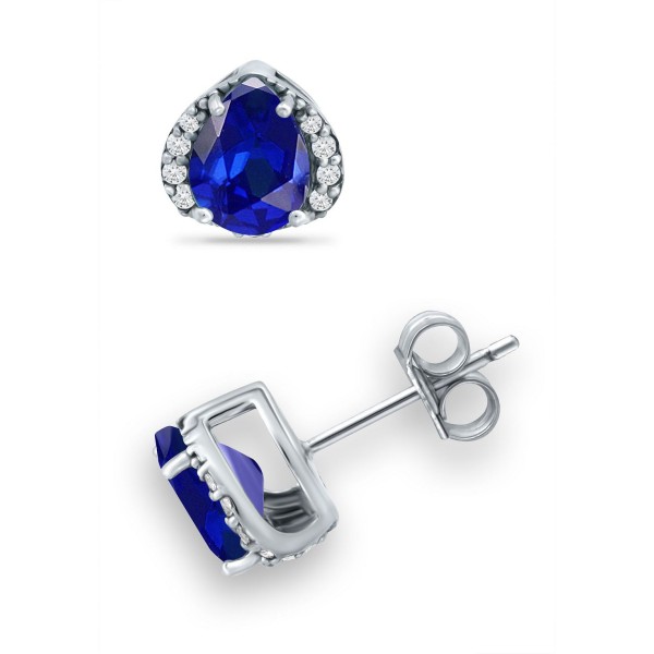 Simulated Blue Sapphire and Cubic Zirconia Stud Earrings