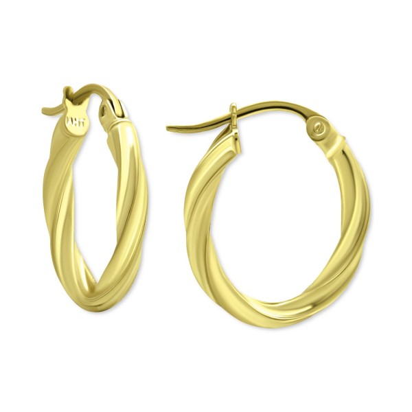 Oval Twist Small Hoop Earrings, 15mm
