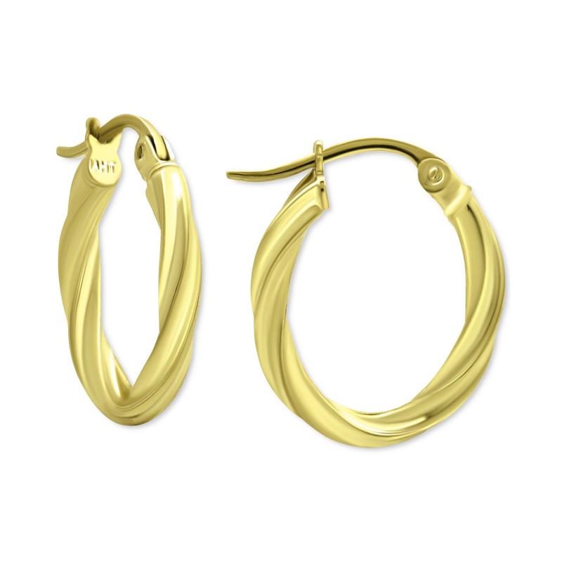 Oval Twist Small Hoop Earrings, 15mm