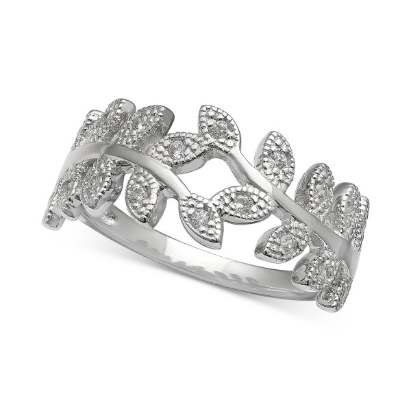 Cubic Zirconia Vine Ring in Sterling Silver