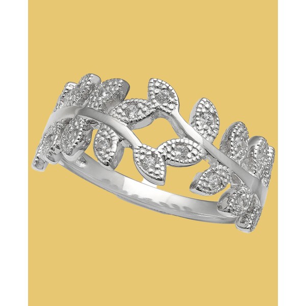 Cubic Zirconia Vine Ring in Sterling Silver