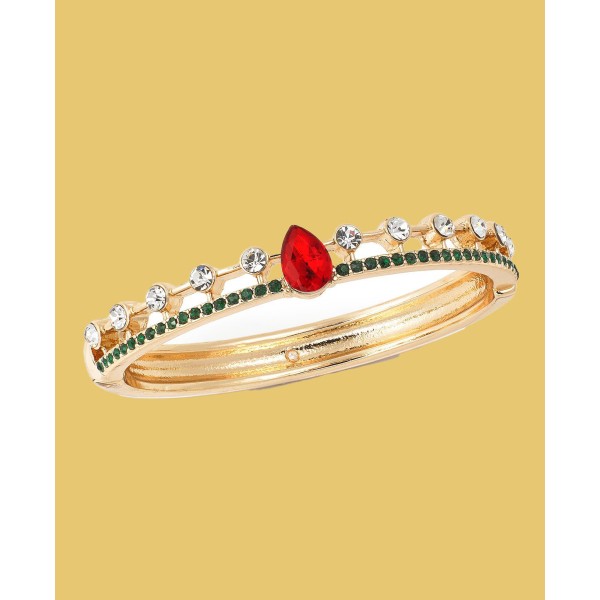 Gold-Tone Multicolor Mixed Crystal Bangle Bracelet