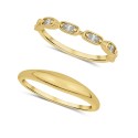 Cubic Zirconia 18K Gold Plated Duo Stack Ring Set, 2 Pieces