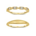Cubic Zirconia 18K Gold Plated Duo Stack Ring Set, 2 Pieces