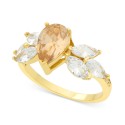 Gold-Tone Marquise-Cut Crystal Statement Ring