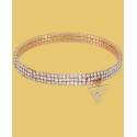 Gold-Tone V Logo Charm Rhinestone Stretch Bracelet