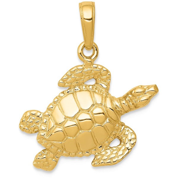 Sea Turtle Charm Pendant in 14k Yellow Gold