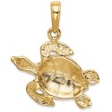 Sea Turtle Charm Pendant in 14k Yellow Gold