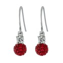 6mm Pave Crystal Ball Drop Wire Earrings in Sterling Silver