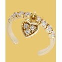 Cubic Zirconia Heart Dangle Toe Ring