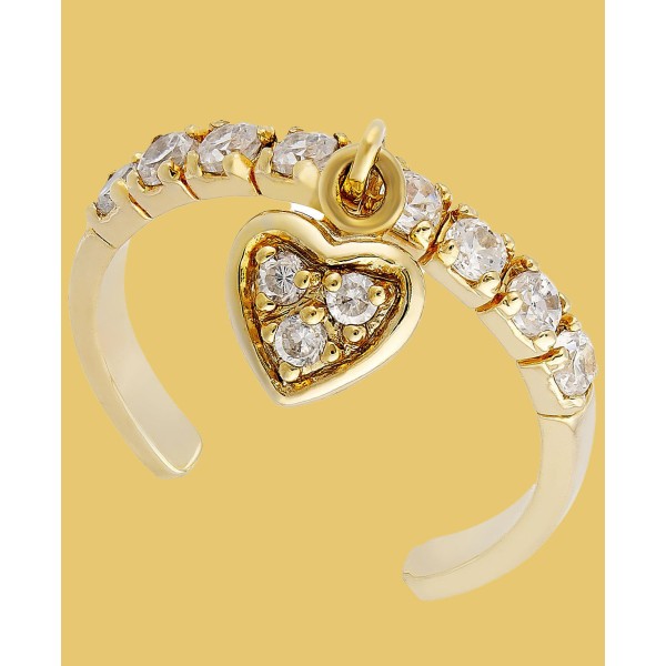 Cubic Zirconia Heart Dangle Toe Ring