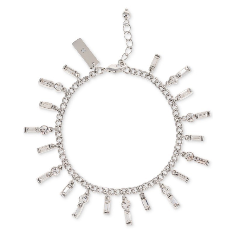 Silver-Tone Mixed Crystal Charm Bracelet