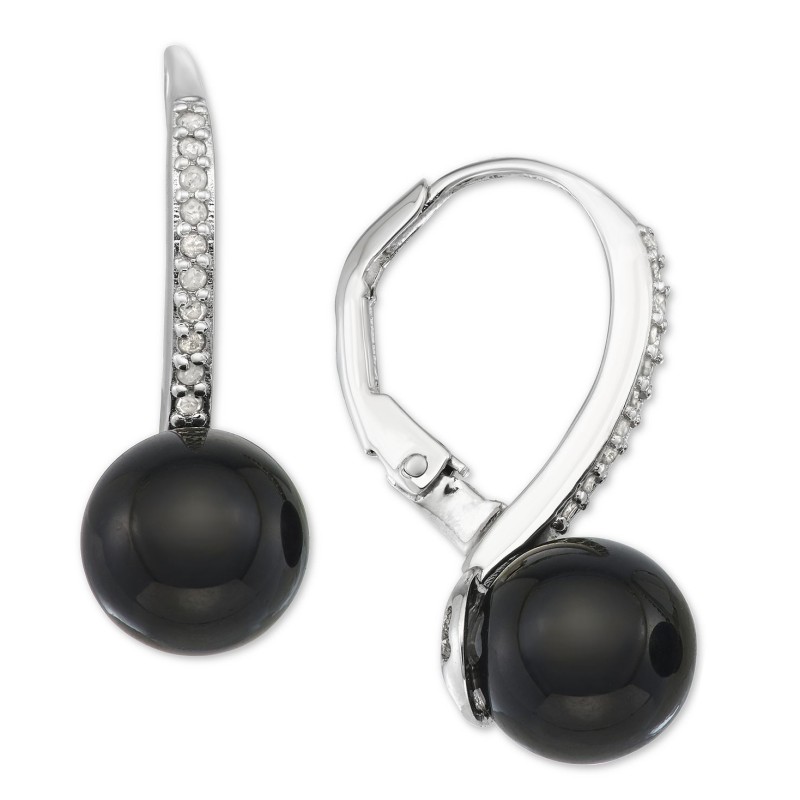 Onyx & Diamond (1/10 ct. t.w.) Drop Earrings in Sterling Silver