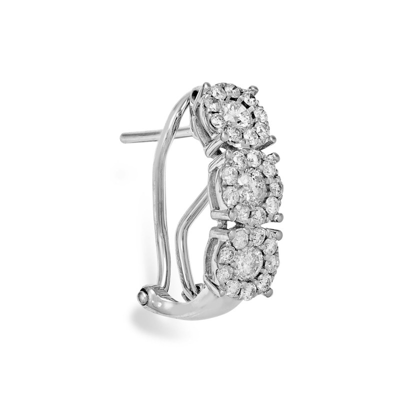 Diamond (1 ct. t.w.) Cluster Flower Huggie Earrings in 14k White Gold