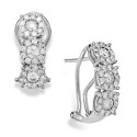 Diamond (1 ct. t.w.) Cluster Flower Huggie Earrings in 14k White Gold