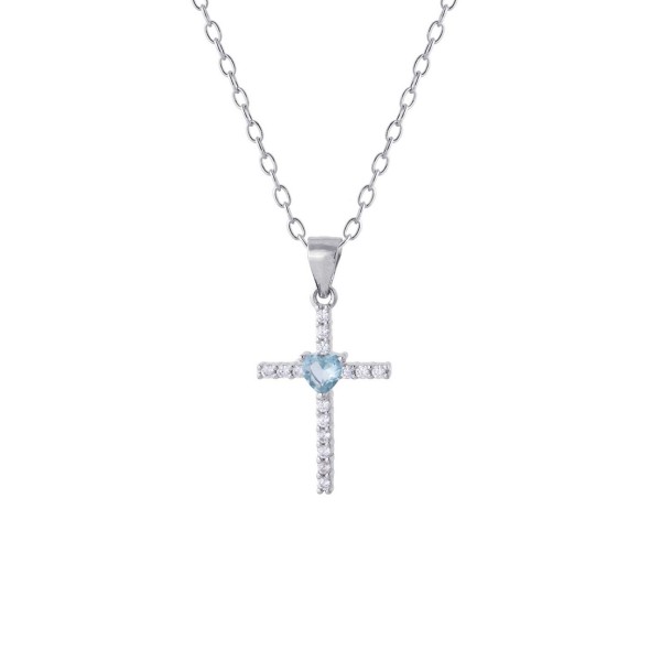 Cubic Zirconia and Heart Glass Cross Pendant Necklace