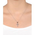 Cubic Zirconia and Heart Glass Cross Pendant Necklace