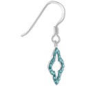 Aqua Crystal Quatrefoil Drop Earrings in Sterling Silver