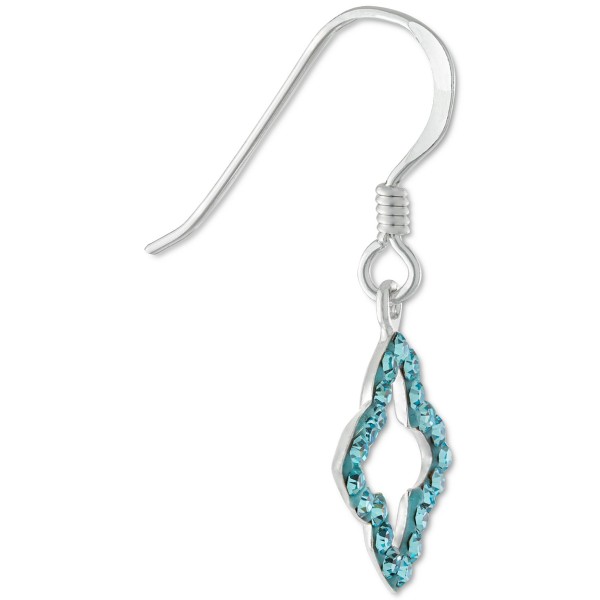 Aqua Crystal Quatrefoil Drop Earrings in Sterling Silver