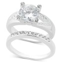 Silver-Tone Round Crystal Bridal Set