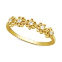 Cubic Zirconia Flower Ring in Gold-Plate