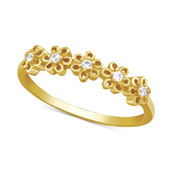 Cubic Zirconia Flower Ring in Gold-Plate