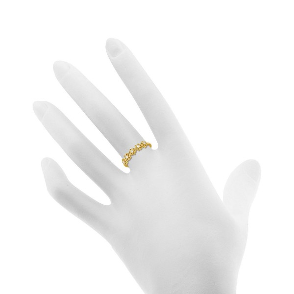 Cubic Zirconia Flower Ring in Gold-Plate