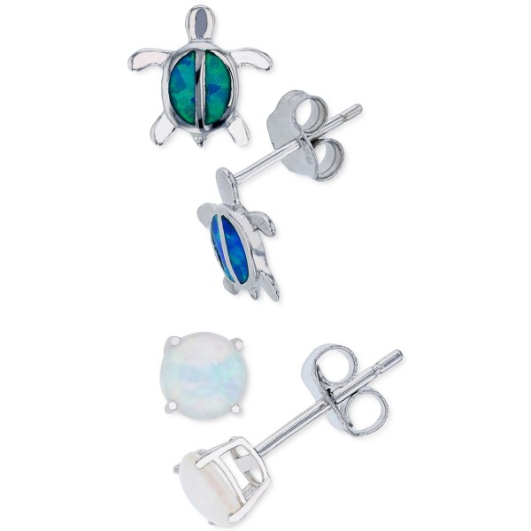 2-Pc. Set Blue Opal Turtle & Opal Stud Earrings (1/3 ct. t.w.) in Sterling Silver