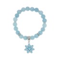 Silver Plated Beaded Snowflake Charm Stretch Bracelet