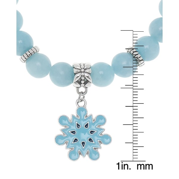 Silver Plated Beaded Snowflake Charm Stretch Bracelet