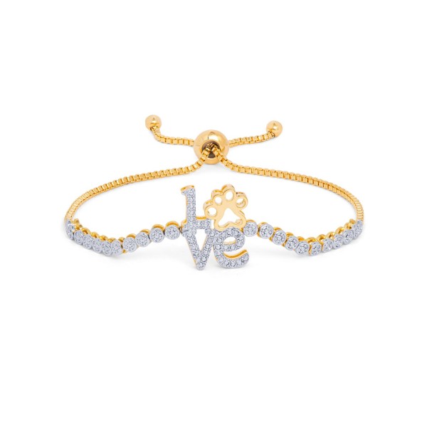 Diamond Accent Adjustable Bracelet in Gold-Plate