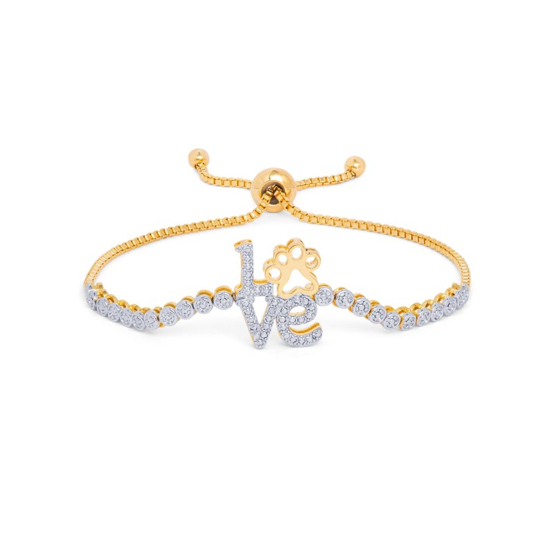 Diamond Accent Adjustable Bracelet in Gold-Plate
