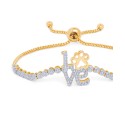 Diamond Accent Adjustable Bracelet in Gold-Plate