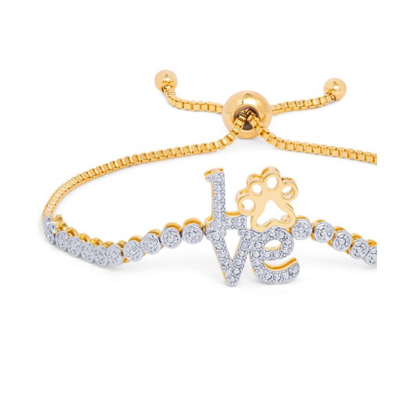 Diamond Accent Adjustable Bracelet in Gold-Plate
