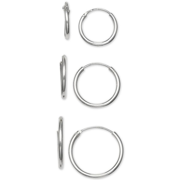 3-Pc. Set Small Endless Hoop Earrings in Sterling Silver