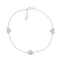 Cubic Zirconia Micro Pave Triple Hearts Bracelet in Sterling Silver