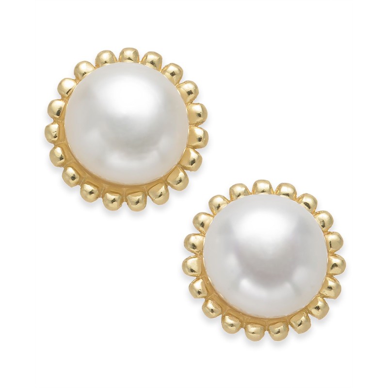 Freshwater Pearl (5mm) Stud Earrings in 18k Gold-Plated Sterling Silver