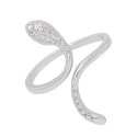 Diamond Accent Snake Ring in Fine Silver Plate