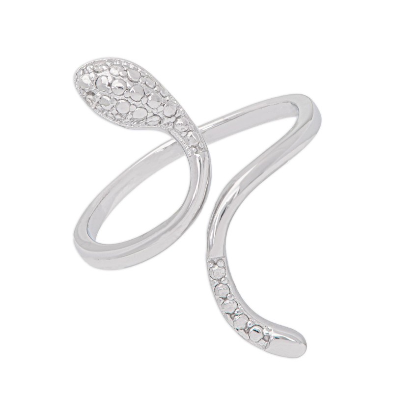 Diamond Accent Snake Ring in Fine Silver Plate