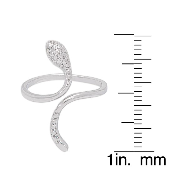 Diamond Accent Snake Ring in Fine Silver Plate