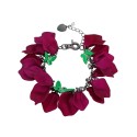 Faux Stone Fuchsia Petal Link Bracelet