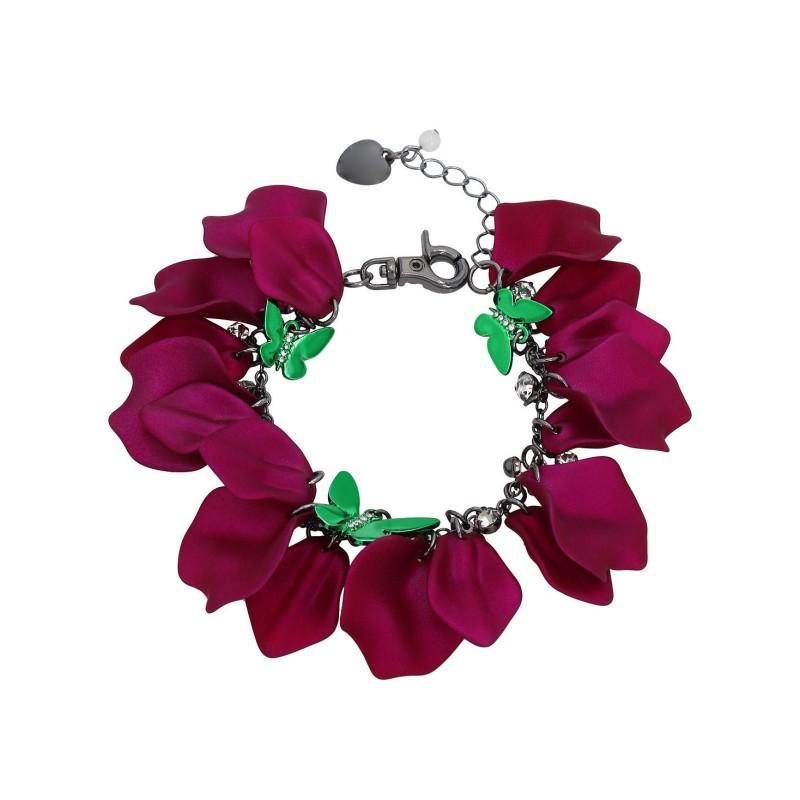 Faux Stone Fuchsia Petal Link Bracelet