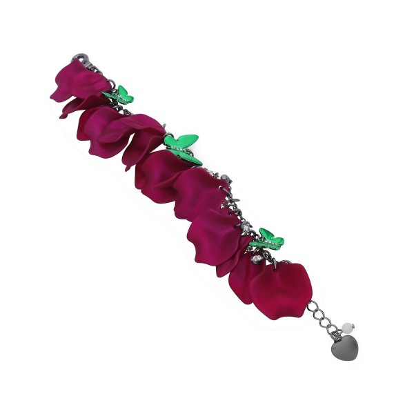 Faux Stone Fuchsia Petal Link Bracelet