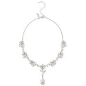 Silver-Tone Crystal Zinnia Flower Lariat Necklace, 17