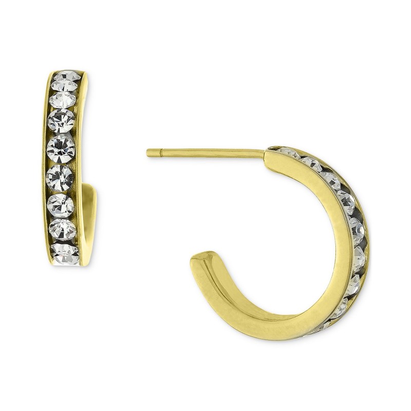 Crystal Small Hoop Earrings in 18k Gold-Plated Sterling Silver, 0.59