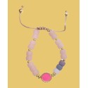 Pink Enamel Beaded Bolo Bracelet