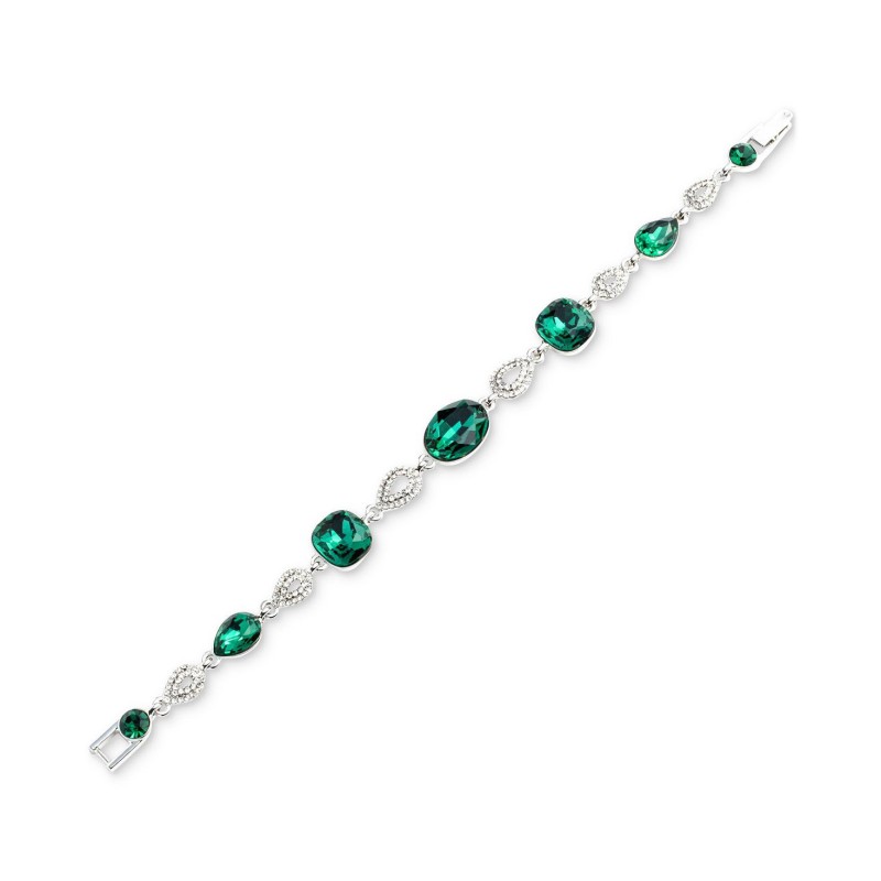 Silver-Tone Stone & Crystal Teardrop Link Bracelet